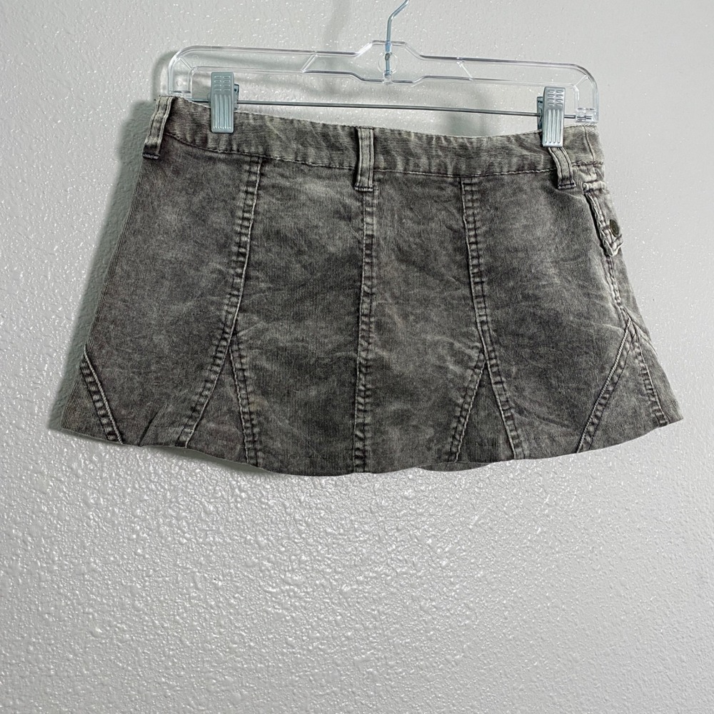Vintage Y2K Grey Corduroy 2000s Summer Casual Bratz McBling Micro Mini Skirt S/M - Picture 2 of 4